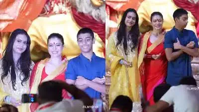 दुर्गा पूजा के रंग में रंगा बॉलीवुड, काजोल ने परिवार के साथ मनाया उत्सव