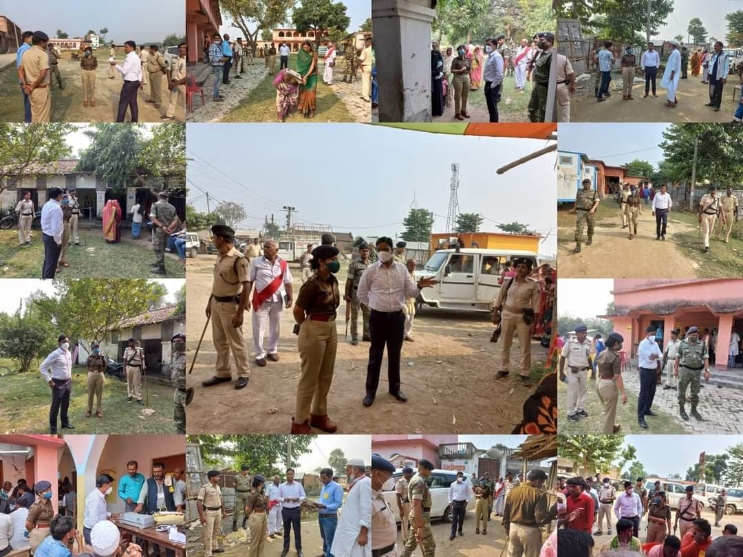 पंचायत आम निर्वाचन 2021 को शांतिपूर्ण बनाये रखने हेतु बनमा इटहरी प्रखंड के अंतर्गत विभिन्न मतदान केंद्रों किया औचक निरीक्षण