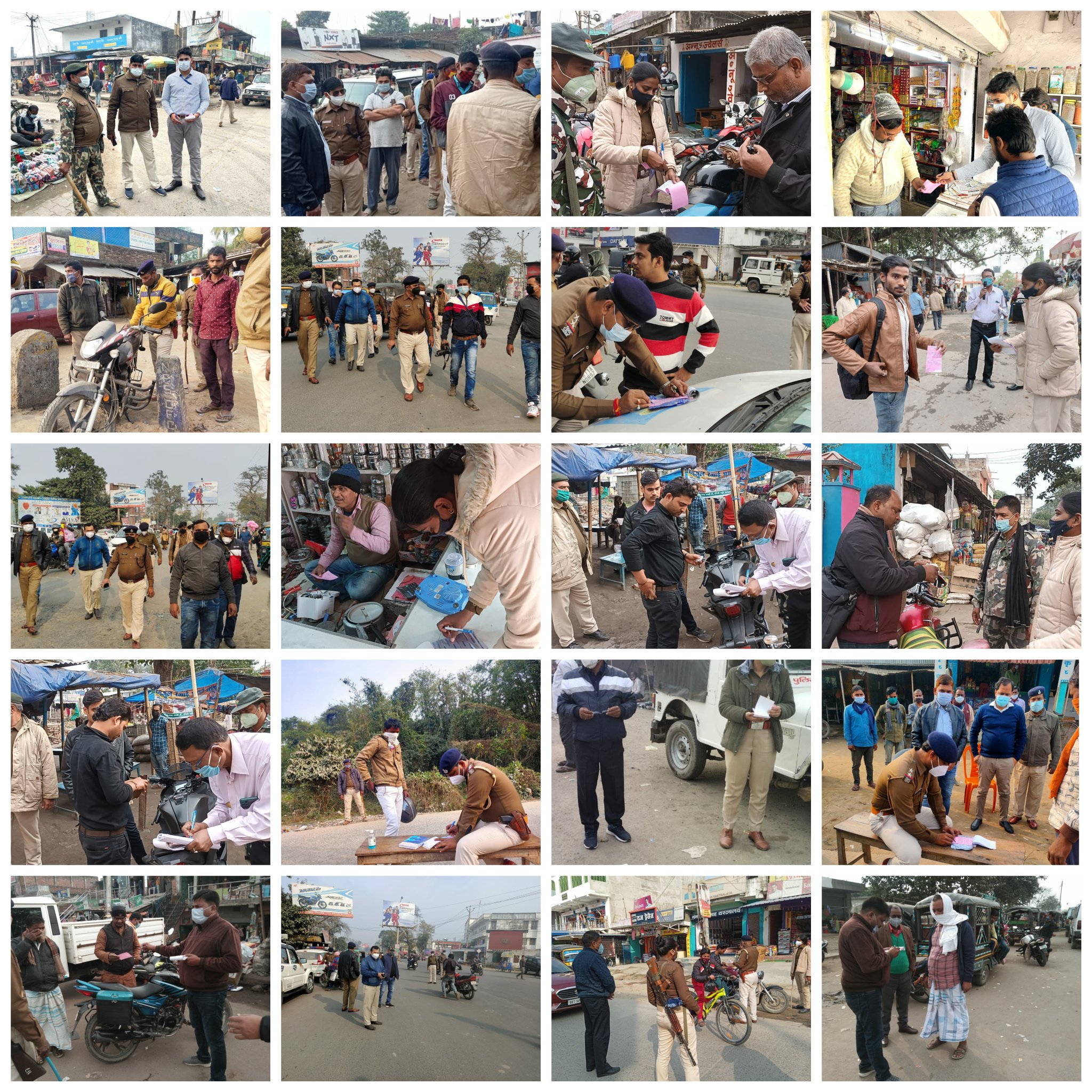 प्रशासन द्वारा भीड़-भाड़ वाले स्थानों एवं चौक-चौराहों पर लगातार मास्क चेकिंग अभियान