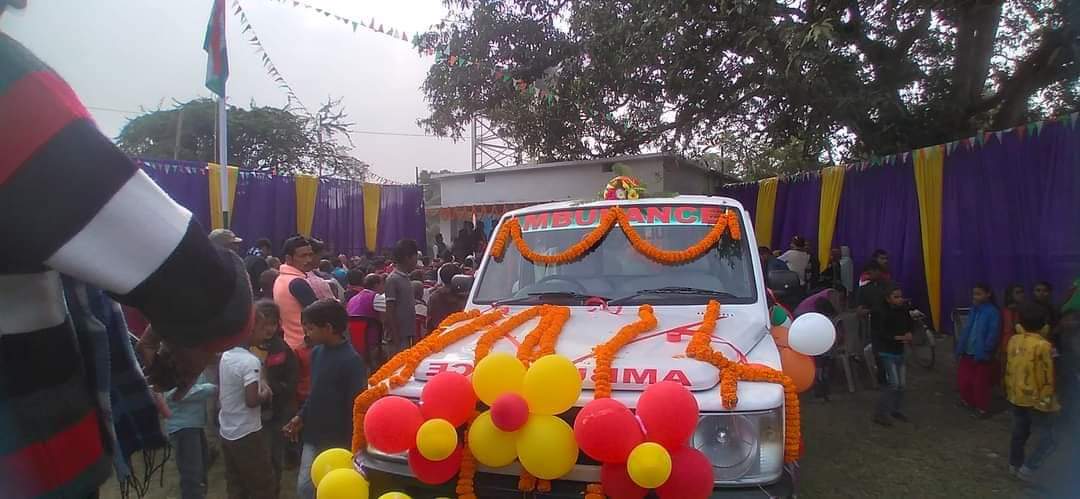 पंचायत की मुखिया मनीषा यादव द्वारा अपने निजी कोष से मुफ्त एम्बुलेंस की सुविधा प्रदान की