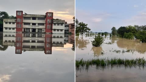 नेपाल में बारिश से बिहार में बाढ़, सिकटा नदी का पानी स्कूल में घुसा, रोड बंद-खेत डूबे