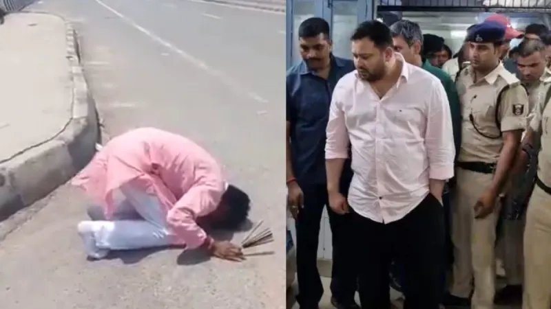 Accident में बाल-बाल बचे तेजस्वी यादव, राजद नेता ने की सड़क की पूजा – वायरल हुआ वीडियो