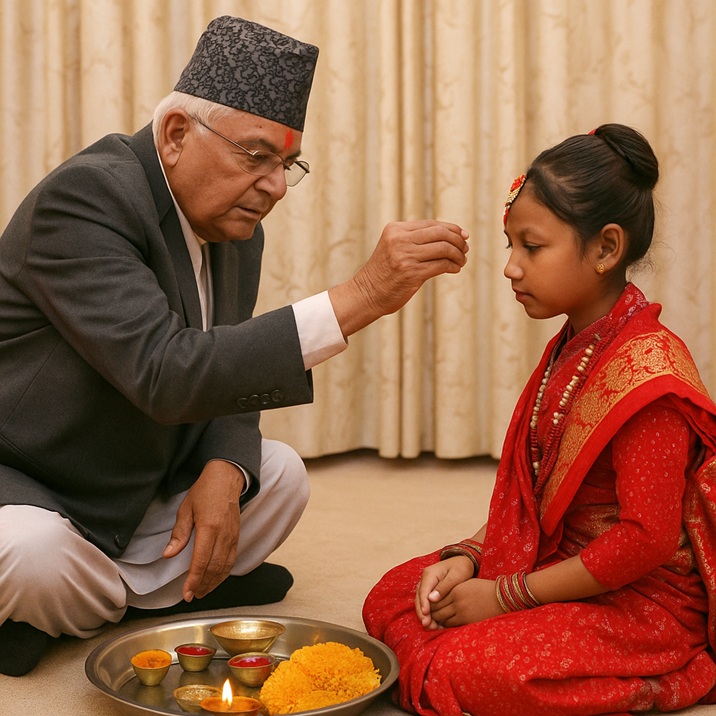 नेपाल के राष्ट्रपति रामचंद्र पौडेल ने महानवमी पर की ‘कन्या पूजा’, सरकारी आवास पर हुआ आयोजन