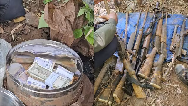 मप्र: बालाघाट में नक्सली ठिकानों से हथियारों का जखीरा बरामद, 11.57 लाख रुपये नकद भी मिला